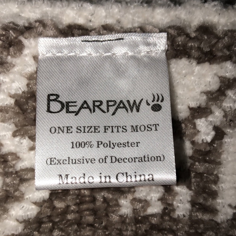 BEARPAW Ivory/Taupe, Scarf & Mitten, Fair Isle Chenille - Picture 9 of 11